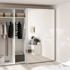 Hioshop Como schuifdeurkast 2 deuren met spiegel 245x220cm wit Online