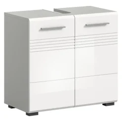 Merkloos Hioshop Copa wastafel 2 deuren wit hoogglans- lichtgrijs Clearance