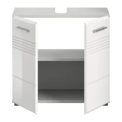 Merkloos Hioshop Copa wastafel 2 deuren wit hoogglans- lichtgrijs Clearance