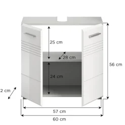 Merkloos Hioshop Copa wastafel 2 deuren wit hoogglans- lichtgrijs Clearance