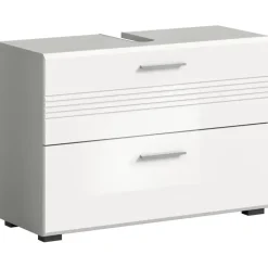 Merkloos Hioshop Copa wastafel 2 lades wit hoogglans- lichtgrijs Outlet