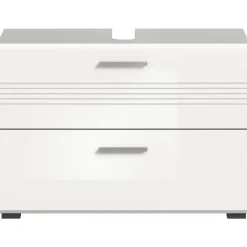 Merkloos Hioshop Copa wastafel 2 lades wit hoogglans- lichtgrijs Outlet