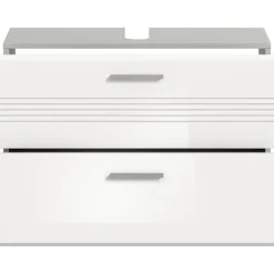 Merkloos Hioshop Copa wastafel 2 lades wit hoogglans- lichtgrijs Outlet