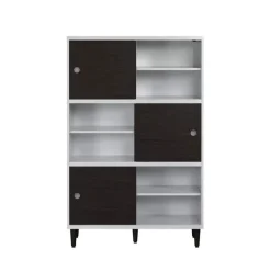 Hioshop Evolution wandkast 3 deuren- 6 planken wit- zwart Online