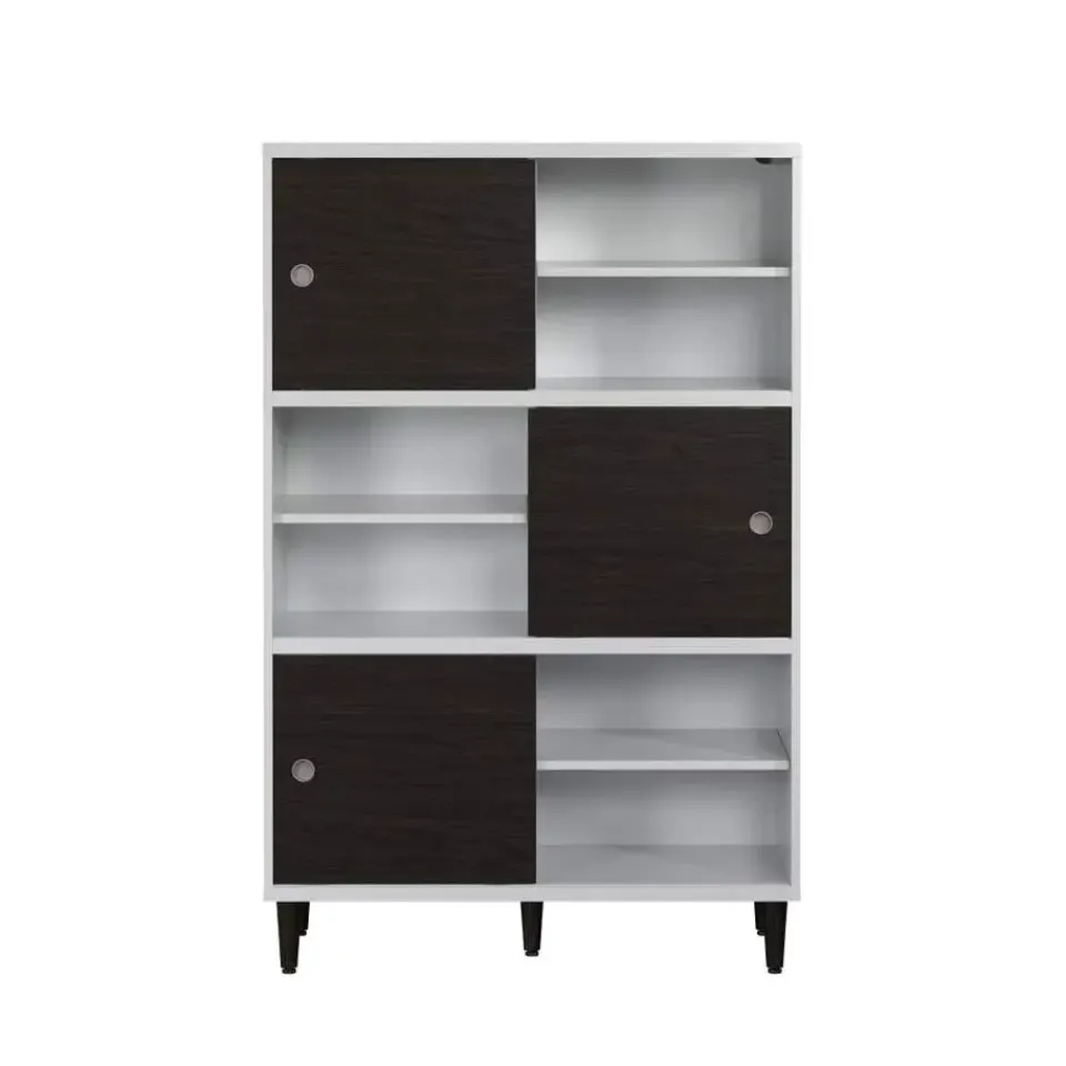 Hioshop Evolution wandkast 3 deuren- 6 planken wit- zwart Online