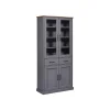 Hioshop Forenzo vitrinekast 4 deuren- 2 lades grijs- natuur Outlet