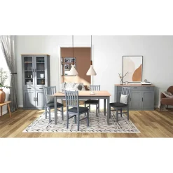 Hioshop Forenzo vitrinekast 4 deuren- 2 lades grijs- natuur Outlet