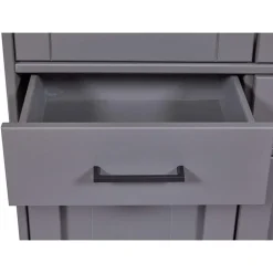 Hioshop Forenzo vitrinekast 4 deuren- 2 lades grijs- natuur Outlet