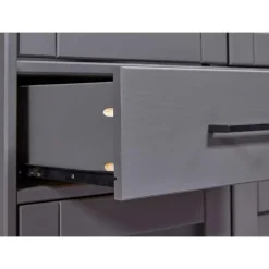 Hioshop Forenzo vitrinekast 4 deuren- 2 lades grijs- natuur Outlet