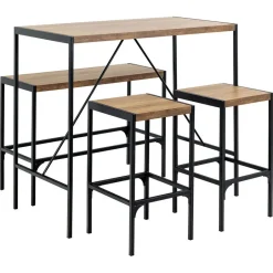 Hioshop Hugo bartafel set tafel- bank en 2 stoelen natuur Clearance