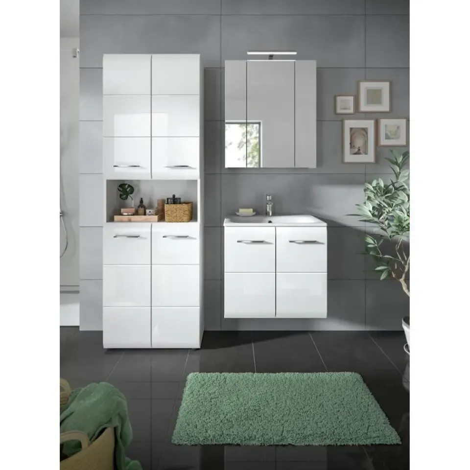 Merkloos Hioshop Ice badkamer I77 inclusief verlichting wit hoogglans- wit