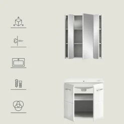 Merkloos Hioshop Ice badkamer I63 wit hoogglans- wit New