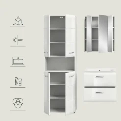 Merkloos Hioshop Ice badkamer I55 wit hoogglans- wit