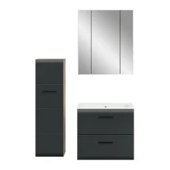 Merkloos Hioshop Ice badkamer I8 zwart mat- eiken decor Outlet