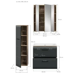 Merkloos Hioshop Ice badkamer I8 zwart mat- eiken decor Outlet