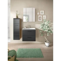 Merkloos Hioshop Ice badkamer I8 zwart mat- eiken decor Outlet