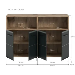 Merkloos Hioshop Ice badkamer I13 zwart mat- eiken decor New