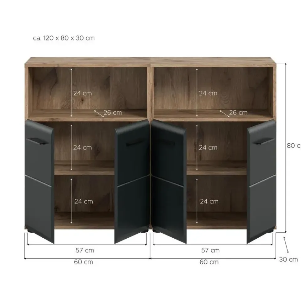 Merkloos Hioshop Ice badkamer I13 zwart mat- eiken decor New