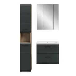 Merkloos Hioshop Ice badkamer I6 zwart mat- eiken decor Hot