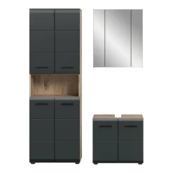 Merkloos Hioshop Ice badkamer I20 zwart mat- eiken decor New