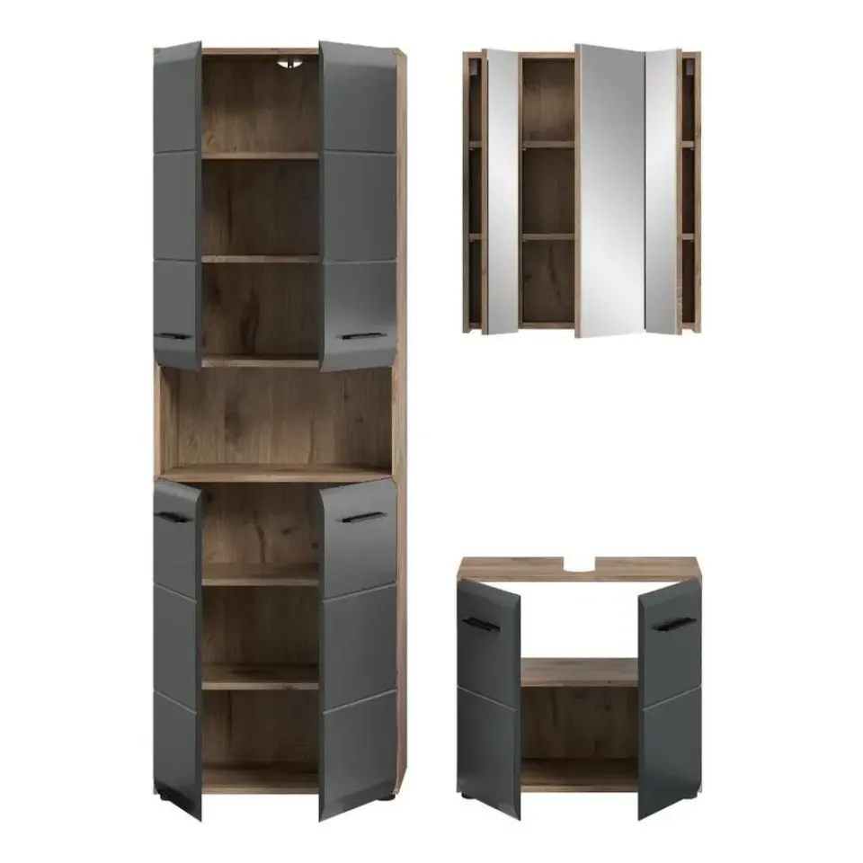 Merkloos Hioshop Ice badkamer I20 zwart mat- eiken decor New