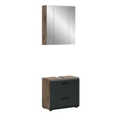 Merkloos Hioshop Ice badkamer I9 zwart mat- eiken decor New