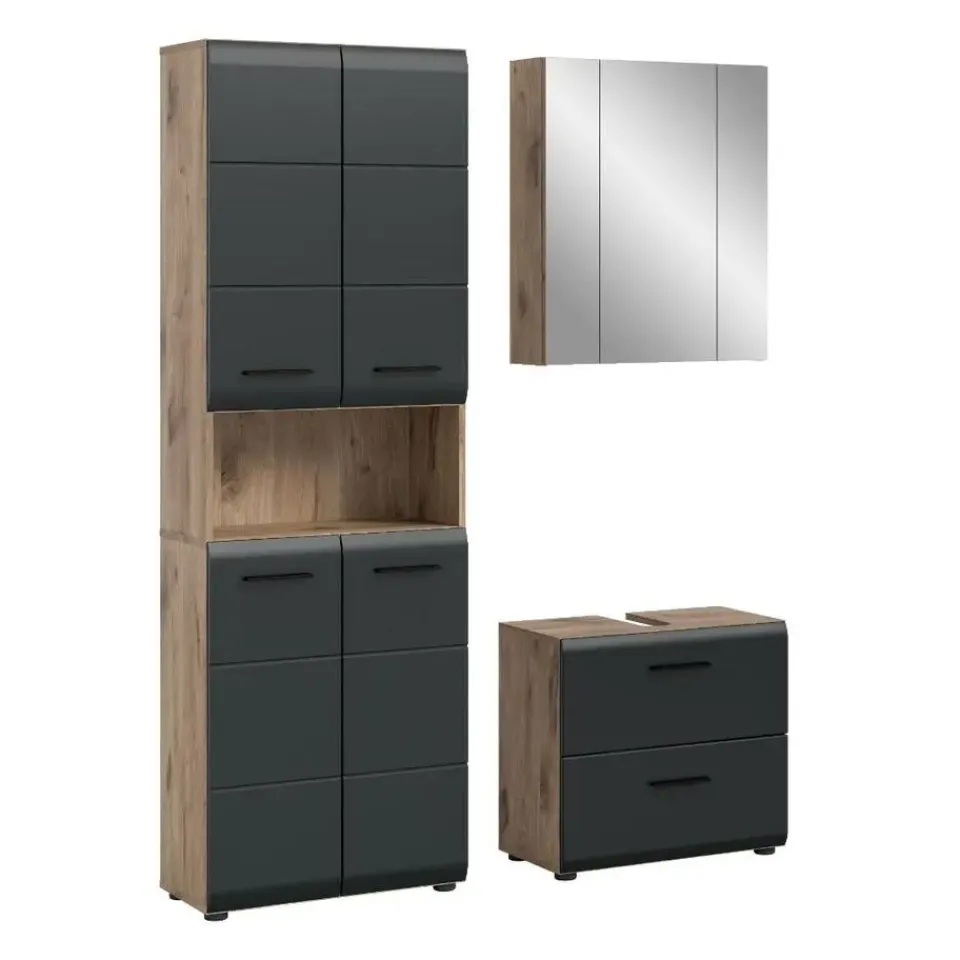 Merkloos Hioshop Ice badkamer I19 zwart mat- eiken decor Online