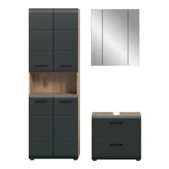 Merkloos Hioshop Ice badkamer I19 zwart mat- eiken decor Online