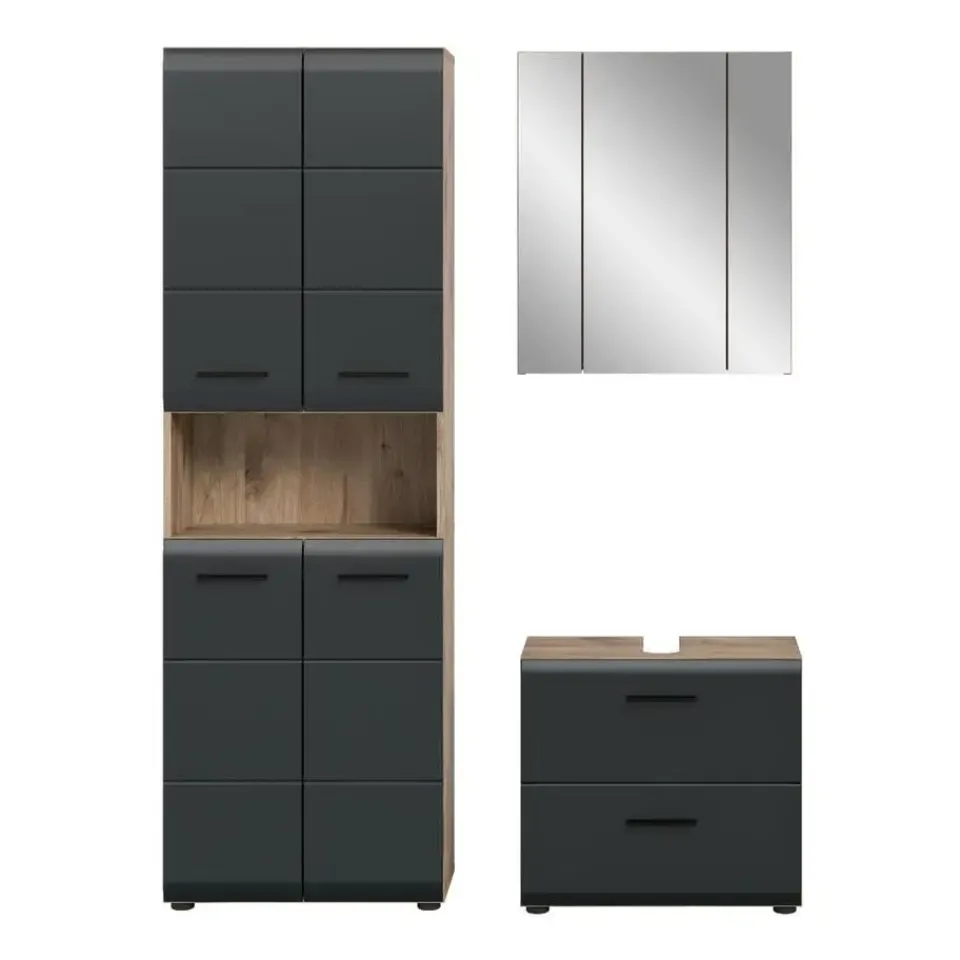 Merkloos Hioshop Ice badkamer I19 zwart mat- eiken decor Online