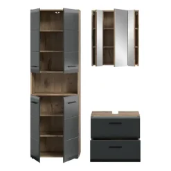 Merkloos Hioshop Ice badkamer I19 zwart mat- eiken decor Online