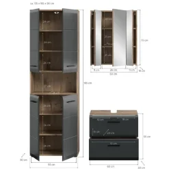 Merkloos Hioshop Ice badkamer I19 zwart mat- eiken decor Online