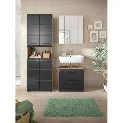 Merkloos Hioshop Ice badkamer I19 zwart mat- eiken decor Online