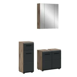 Merkloos Hioshop Ice badkamer I28 zwart mat- eiken decor