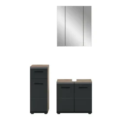 Merkloos Hioshop Ice badkamer I28 zwart mat- eiken decor