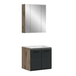 Merkloos Hioshop Ice badkamer I3 zwart mat- eiken decor Best