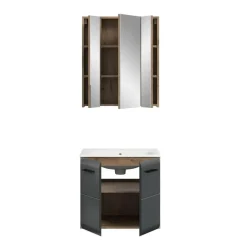 Merkloos Hioshop Ice badkamer I3 zwart mat- eiken decor Best