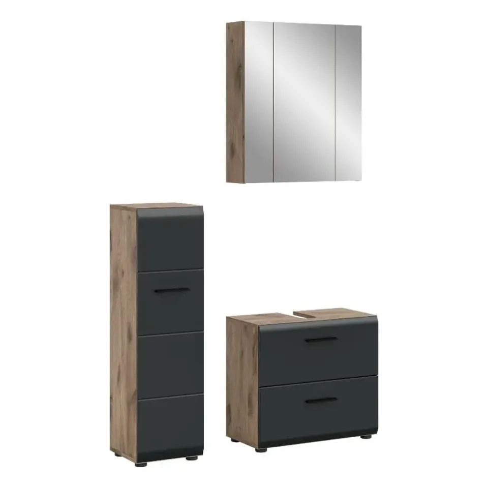 Merkloos Hioshop Ice badkamer I24 zwart mat- eiken decor Discount