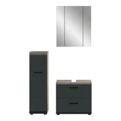 Merkloos Hioshop Ice badkamer I24 zwart mat- eiken decor Discount