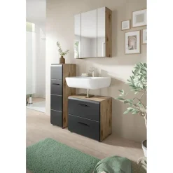 Merkloos Hioshop Ice badkamer I24 zwart mat- eiken decor Discount