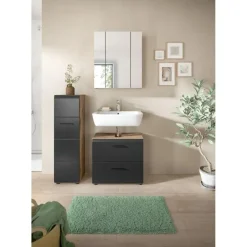 Merkloos Hioshop Ice badkamer I24 zwart mat- eiken decor Discount