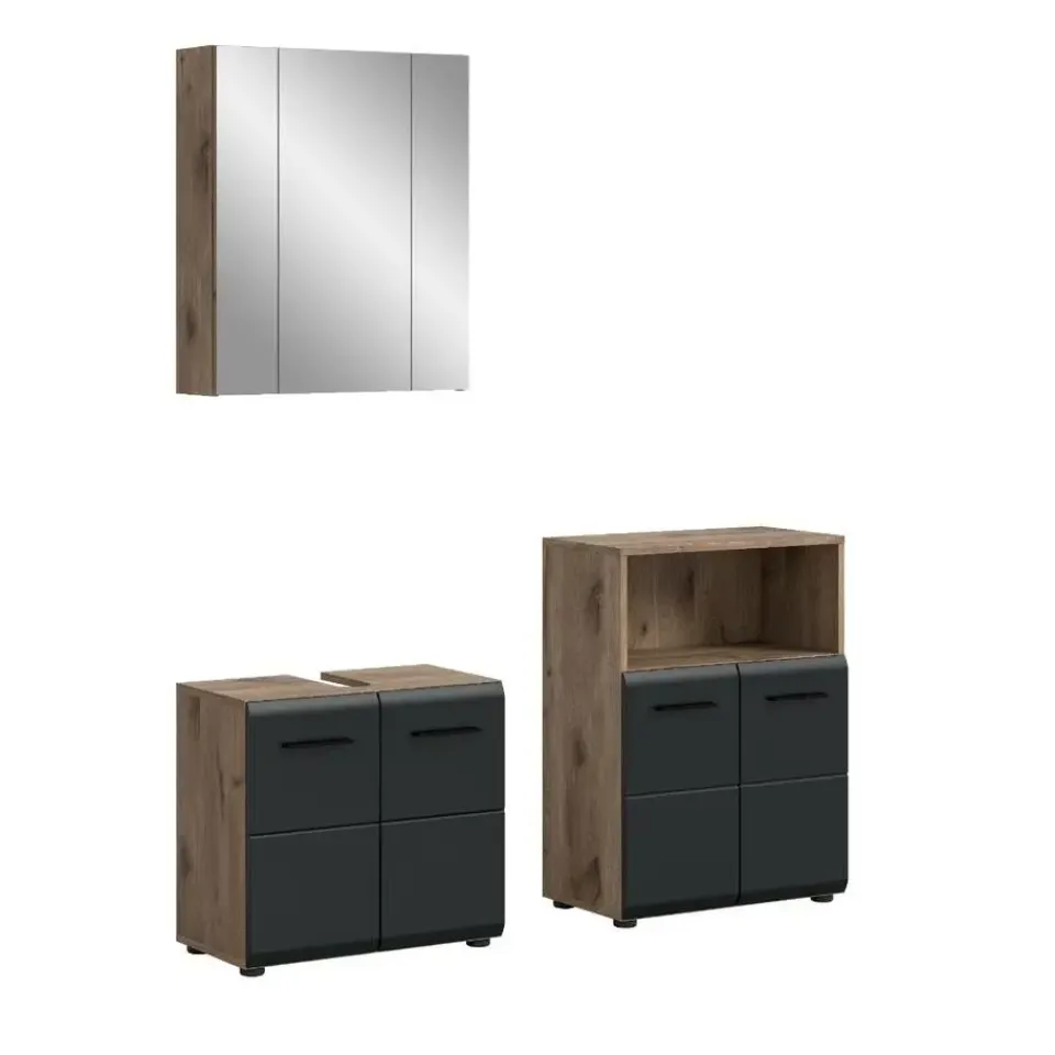 Merkloos Hioshop Ice badkamer I12 zwart mat- eiken decor Sale