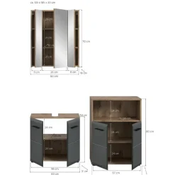 Merkloos Hioshop Ice badkamer I12 zwart mat- eiken decor Sale