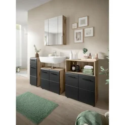 Merkloos Hioshop Ice badkamer I12 zwart mat- eiken decor Sale