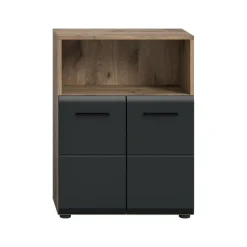 Merkloos Hioshop Ice badkamerkast 2 deuren- 1 plank zwart mat- eiken decor Best