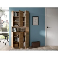 Merkloos Hioshop Ice badkamerkast 6 deuren- 1 plank eiken decor Discount