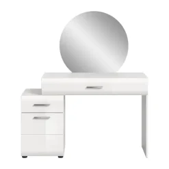 Merkloos Hioshop Ice kaptafel inclusief spiegel 1 deur- 2 lades wit hoogglans- wit Clearance