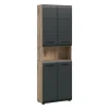 Merkloos Hioshop Ice kolomkast 4 deuren- 1 plank zwart mat- eiken decor Hot