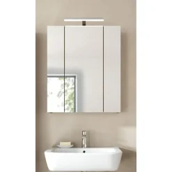 Merkloos Hioshop Ice spiegelkast inclusief verlichting 3 spiegeldeuren zwart mat- eiken Outlet