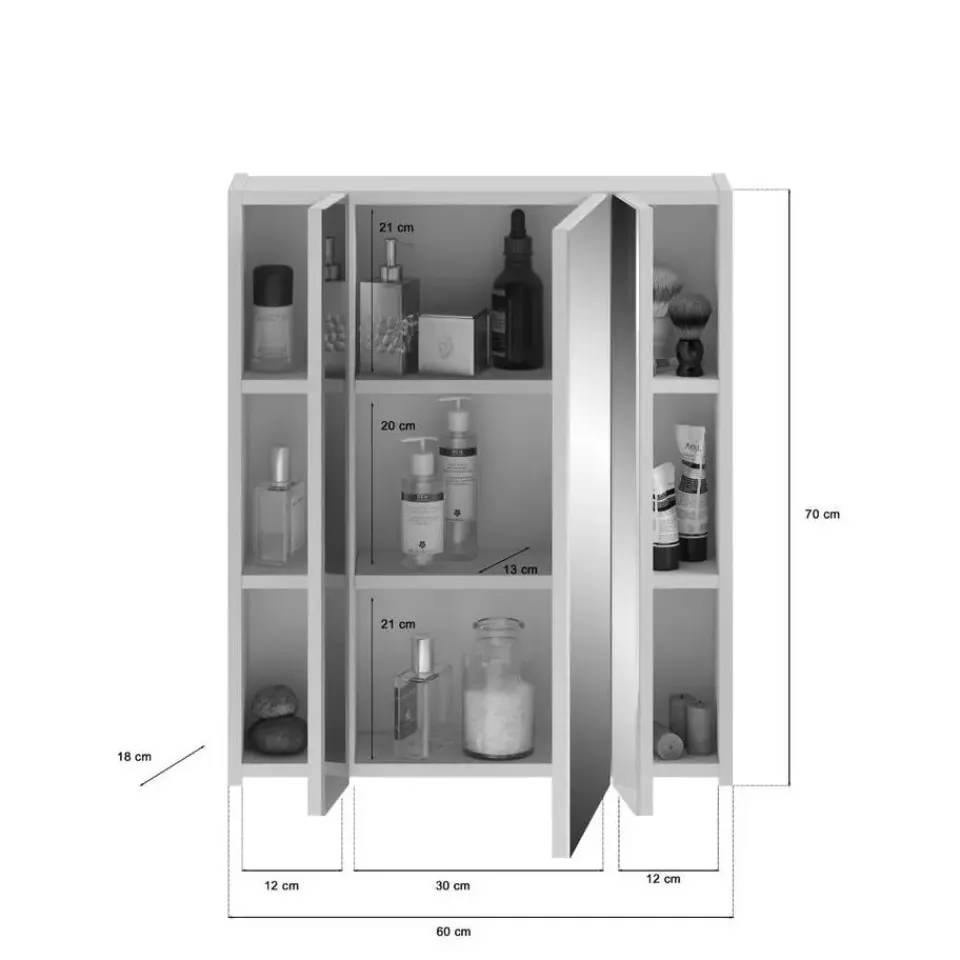 Merkloos Hioshop Ice spiegelkast inclusief verlichting 3 spiegeldeuren wit hoogglans- Clearance