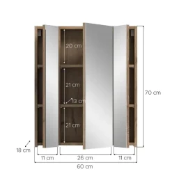 Merkloos Hioshop Ice spiegelkast zwart mat- eiken decor Sale